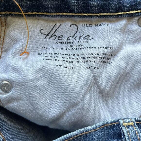 Old Navy the Diva Lowest Rise Skinny Stretch Size 14 Long Blue Denim Jeans - Picture 5 of 7